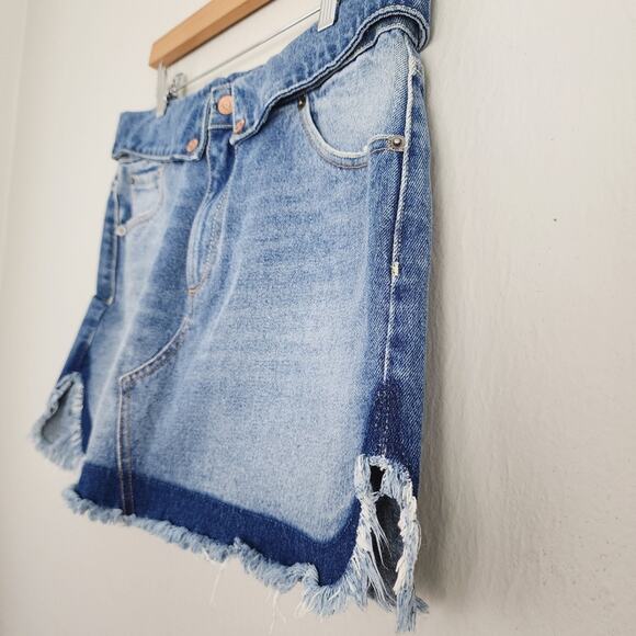 NWT SER.O.YA Retofête Holly Fold Over Distressed Denim Skirt 30 - Picture 11 of 13
